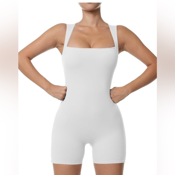 Other - White Shapewear Bodysuit with Square Neckline (056)
